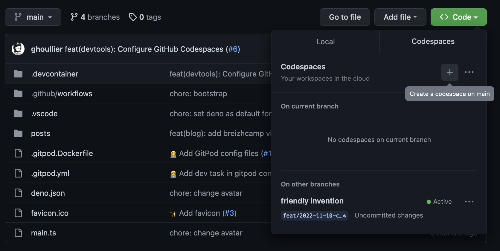 Create Github CodeSpace